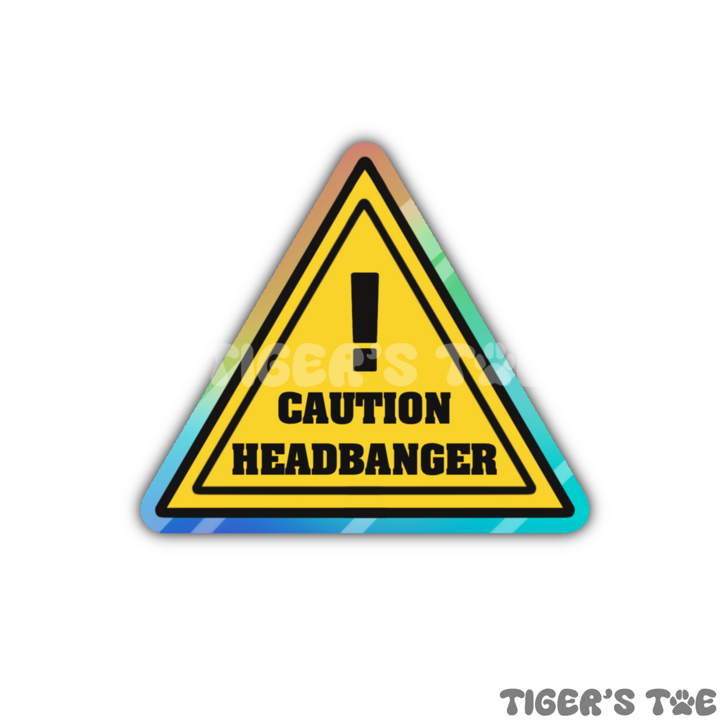 Caution Headbanger Sticker | Holographic